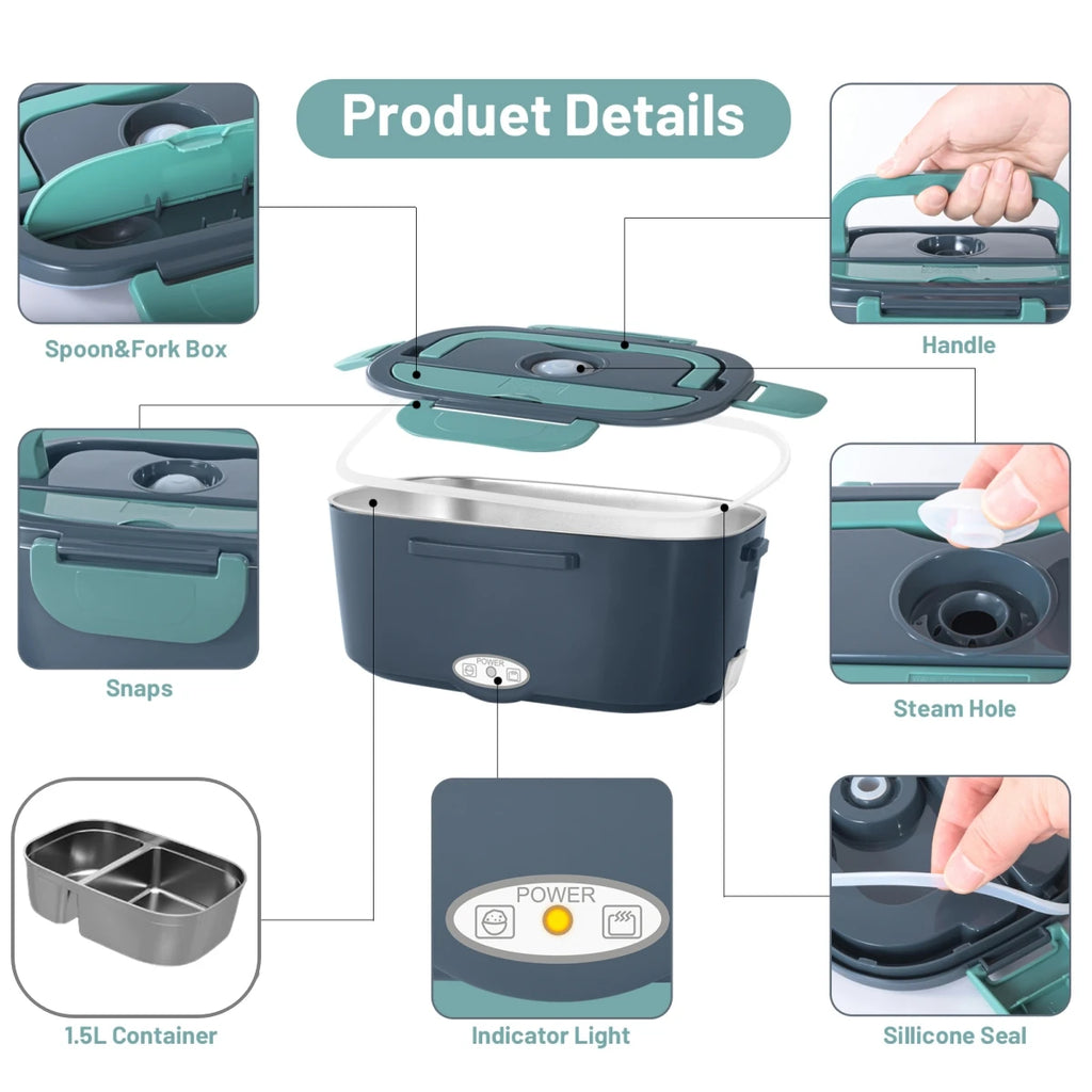 TAŞINABİLİR ELEKTRİKLİ YEMEK ISITICI KAPLAMA LÜKS ÖĞLE YEMEĞİ TERMOSU